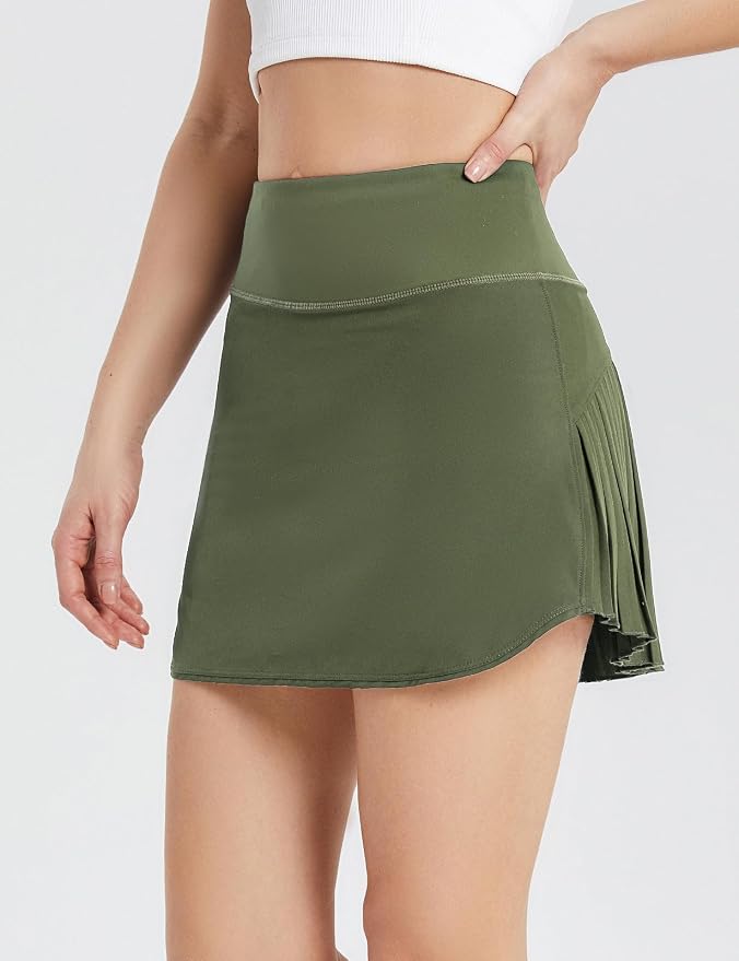 baleaf Tennis Skirt Pleated Golf Skorts with 3 Pockets | 14", Built in Shorts, High Waisted, Anti-slip Strip, Lightweight, for Athletic, Workout, Pickleball, Skorts for Women