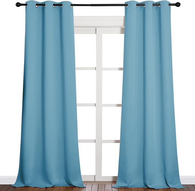 NICETOWN Room Darkening Curtain Panels - Toddler Boy Bedroom Drapes with Grommet, Energy Smart Window Treatment Curtains(Teal Blue, 42 inches W x 90 inches L, 2 Panels)