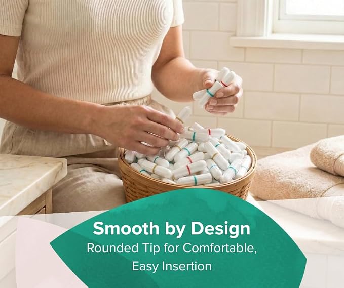 Veeda 100% Natural Cotton Tampons Super Absorbency - Non-Applicator Tampons with leak proof protection - Unscented, Chlorine & Toxin Free - 96 Count