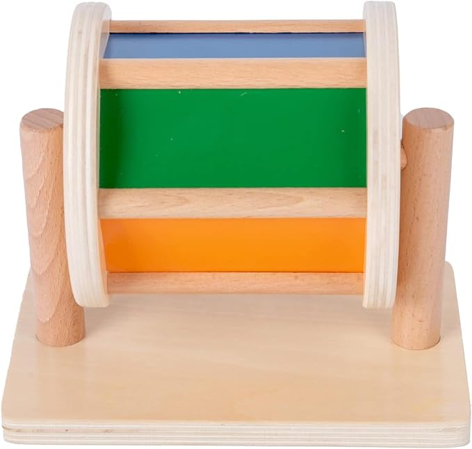 Montessori Baby Toys Play Kit Montessori, Medium Spinning Drum and Rainbow Fabric Ball Kit Toys for6-12Months Toddlers (Play Kit 3)