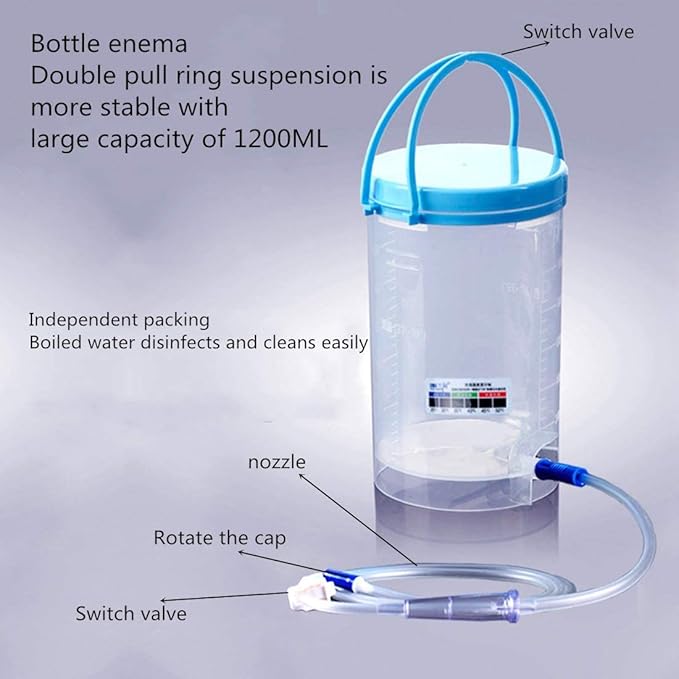 Reusable Enema Kit, MTSXDYT Complete Home Colonic Irrigation Kit, 1200ml Coffee Enema Bucket Kit - Suitable for Coffee, Water Therapy - Includes 10 Pack 10cm Replacement Nozzles