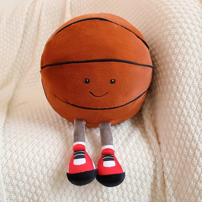 13.7inch Football Plush Toys,Rugby Stuffed Sports Balls Toy,with feet Creative Soccer Doll,Cute Fun Soft Plush Ball,Plush Stuffed Spherical Soft Toys Sports Throw Pillow Cushion Kids Gift (Basketball)