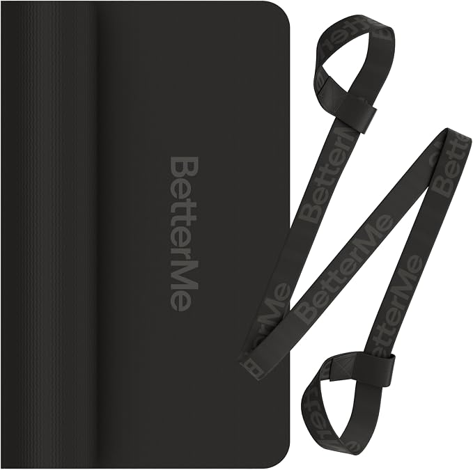 BetterMe Yoga Mat - Non-Slip Exercise Mat for Women - Cushioned Pilates Mat for Home Workouts, Stretching & Hot Yoga - Portable Fitness Mat with Strap