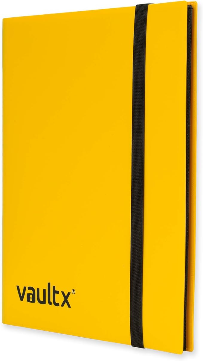 Vault X 9 Pocket Standard Strap Binder, Holds 360 Trading Cards in 20 Side-Loading Pages (Yellow)