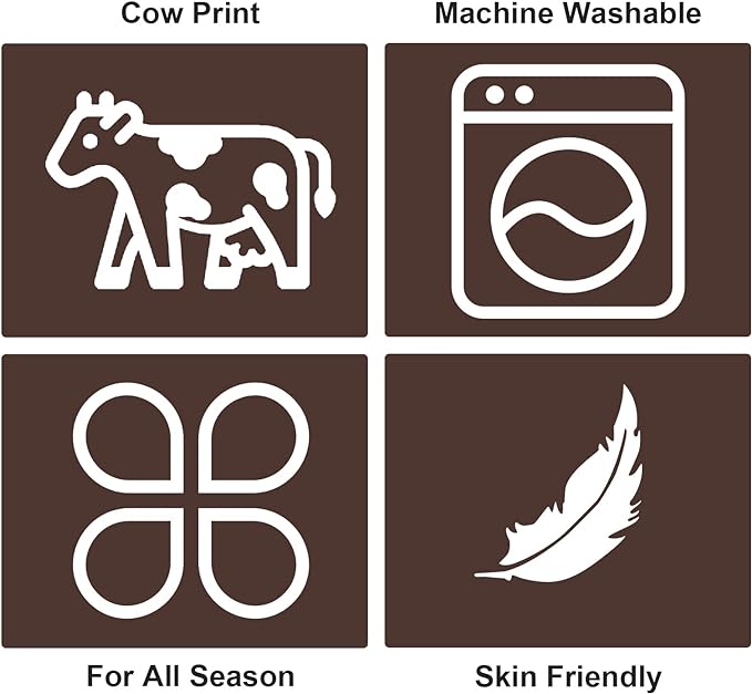 Soft Cow Print Blanket, Ultra Cozy Cow Throw Blanket for Couch Bed and Travel, Cow Decor Throw Blankets for All Seasons 50"x60"