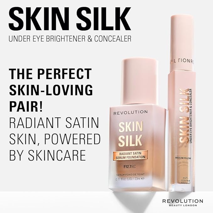 Revolution Beauty London, Skin Silk Radiant Serum Under Eye Brightener, Hydrates & Smooths Under Eye with Hyaluronic Acid & Squalane, Vegan & Cruelty-Free, Tan Golden, 0.13 fl oz (Pack of 2)