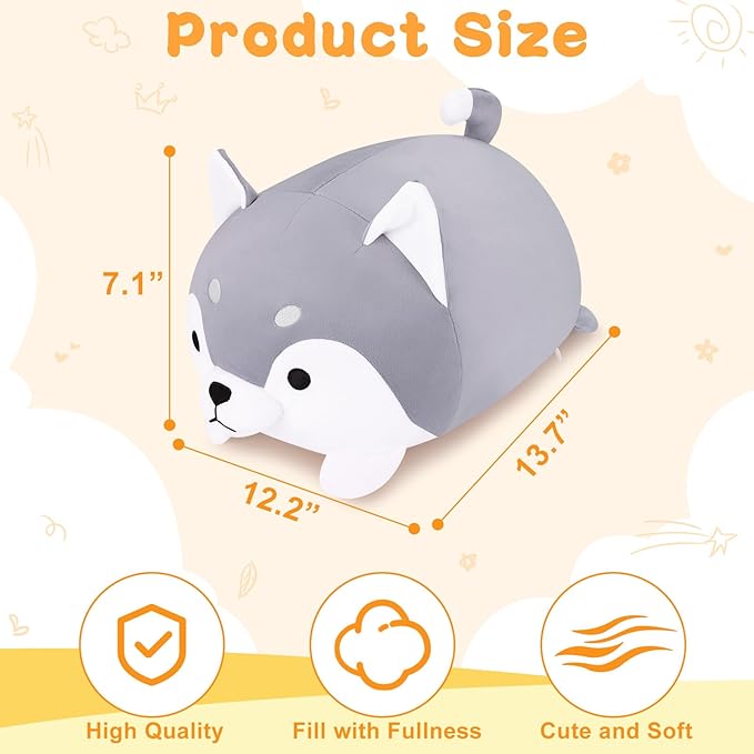 Achwishap Husky Plush,Husky Stuffed Animal-Kawaii Dog Plush Toys,13.7‘’ Cute Plushies Dog Animal Plushie Stuffed Huskie,Soft Animal Pillows for Kids Adults Boys,Plushie Birthday Gifts for Dogs Lover