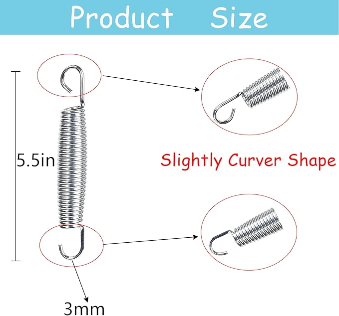 24 Pcs Replacement Trampoline Springs + 24 Pcs Triangle Ring Buckle + 1Pcs T Hook Heavy Duty Galvanized Steel Replacement Trampoline Springs 5.5 inch Universal Trampoline Accessories Silver-1