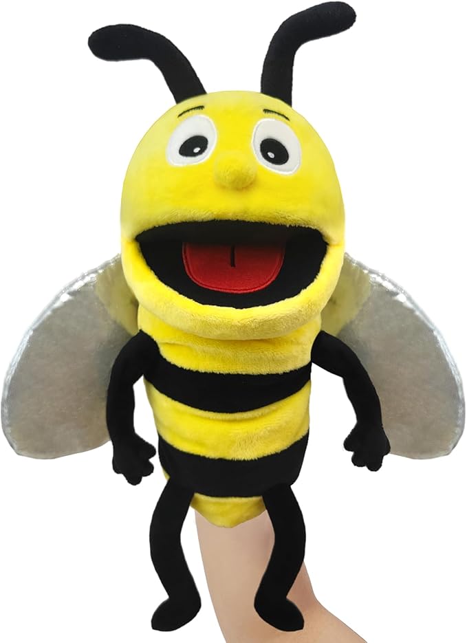Hand Puppet Realistic Plush Puppet 13",Insect Animal Puppets for Kids Insect Stuffed Animal Hand Puppet with Moveable Mouth,Soft Stuffed Bee Puppet Story Toy Puppets Role Play Show Game