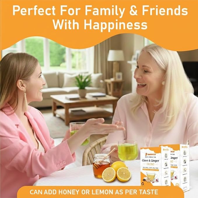 Clove & Ginger Tea Bags Caffeine Free Herbal Tea, 25 Pyramid Clove Tea Bags