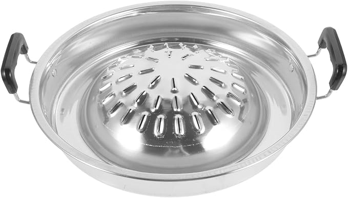 ABOOFAN Korean Bbq Grill Pan Stainless Steel Barbecue Stove Portable Round Grill Plate for Outdoor Cooking Meat Vegetables Bulgogi Tabletop