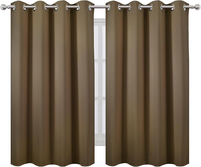 LEMOMO Brown Thermal Blackout Curtains/52 x 54 Inch/Set of 2 Panels Room Darkening Curtains for Bedroom