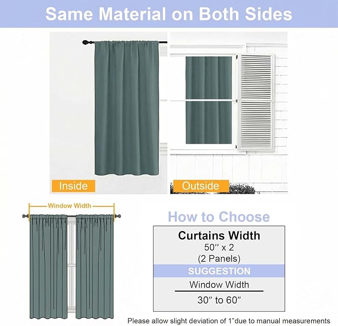 Simplebrand Blackout Extra 10ft Curtains for Patio 120 Inches Long 2 Panels Set, Solid Thermal Insulated Energy Saving Rod Pocket Window Treatment Curtains Blackout Drapes, 50" Wx120 L, Dark Green
