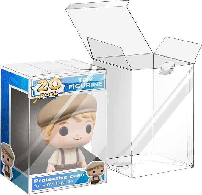20 Pack Clear Protectors Case Compatible with Funko, 4" Pop Figures Case Protectors, 0.38mm Crystal Clear Display Cases for Collectibles with Locking Tab