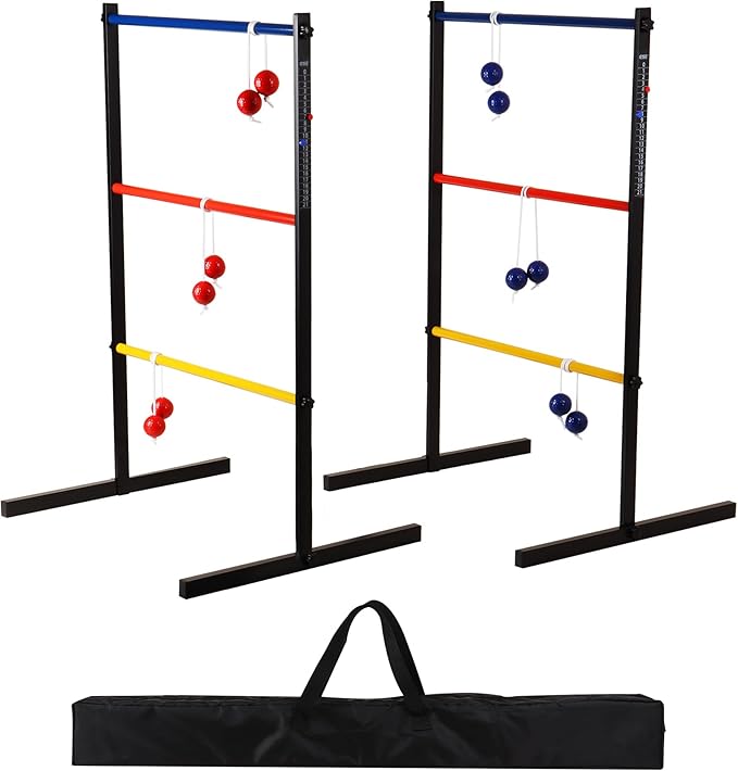 GSE Games & Sports Expert Premium Metal Ladder Ball Toss Game Set with Ladder Bolas & Carrying Case for Outdoor Backyard Lawn