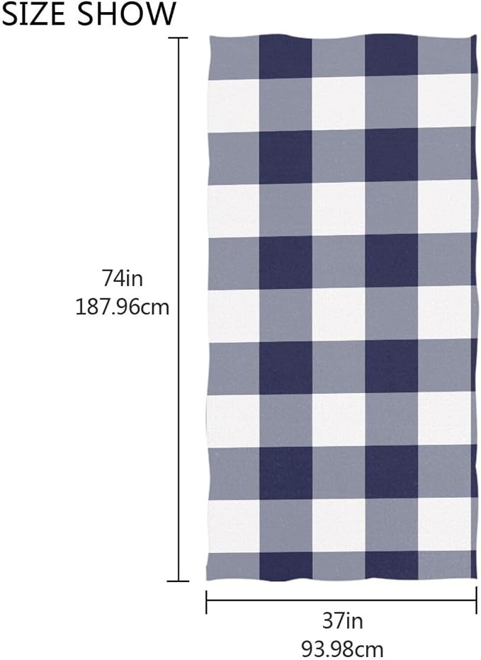 Navy White Checkboard Beach Towel, Microfiber Absorbent Quick Dry Swimming Yoga Beach Towels for Women, Men, Kids
