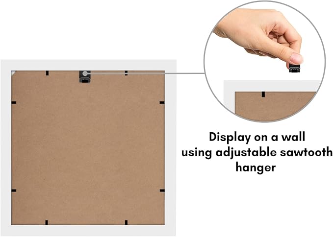 Americanflat 11x11 Picture Frame with Shatter-Resistant Glass - Use as 8x8 Frame with Mat or Display 11x11 Photo Without Mat - Signature Collection - Square Frames for Wall Display - White | Shatter-resistant glass, sawtooth hangers included, use with ...