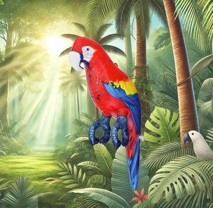 Jet Creations 24" Inflatable Scarlet Macaw Parrot Red, Yellow, Blue Animal Figure for Decor, Play, Livestock Party, Birthday,Kids Gift, Christmas, Winter