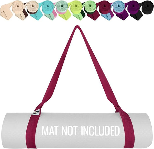 TECEUM Yoga Mat Strap – Extra Soft & Thick Cotton Carrier for All Mats | Adjustable Skin-friendly & Non-Slip Mat Holder Sling in 30+ Colors [Mat Not Included]