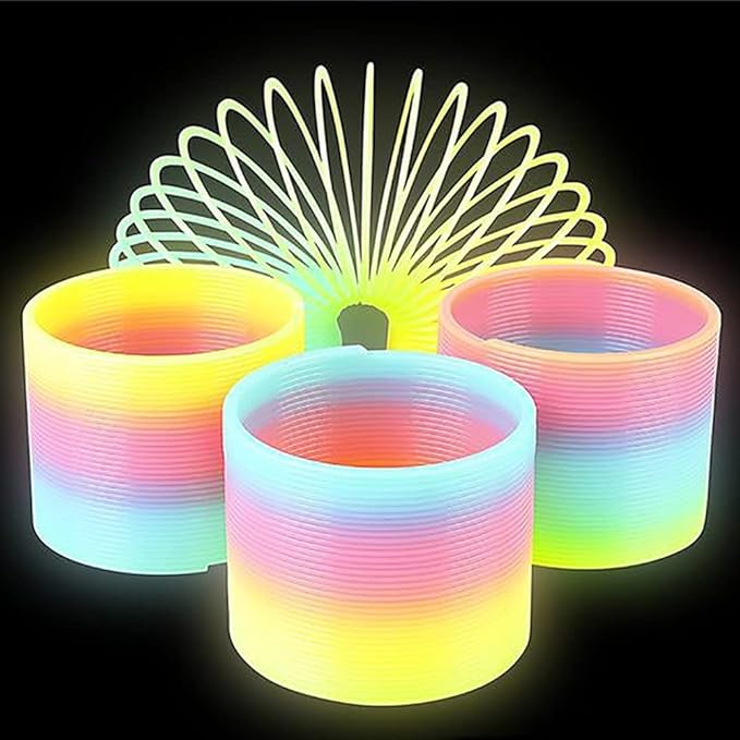 The Dreidel Company Plastic Coil Spring, Glow-In-The-Dark Magic Rainbow Slingy, Party Favor, Birthday Bag Filler, Stocking Stuffers, 3" (80MM) (Single)