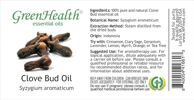 Clove Bud – 1 fl oz (30 ml) Glass Bottle – 100% Pure Essential Oil – GreenHealth