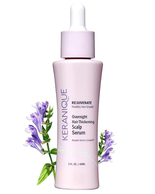 Keranique Overnight Hair Serum - Improves Growth Conditions for Thinning Hair - Hydrates Frizzy and Damaged Hair - Keratin Enriched for Women - 2 oz