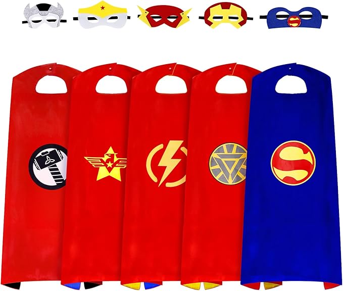 InPoTo Superhero Capes for Kids,Hero Capes and Masks Fit for 4-12years old boy and girls Dress up and Holiday Costumes.