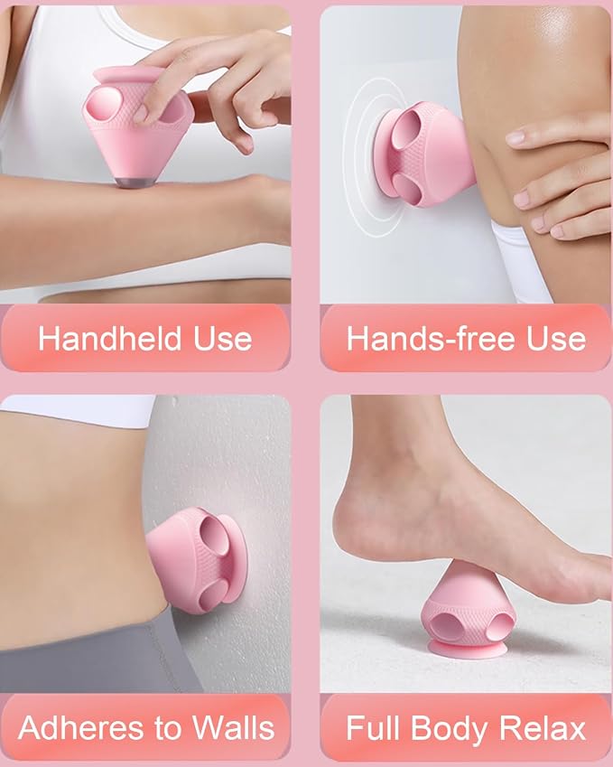 Vibrating Massage Ball with Heat & Suction Cup, Self-Massage Tool for Deep Tissue Muscle Relief, Hands-Free Physio Recovery for Back, Neck, Legs, Portable Heated Trigger Point Massager