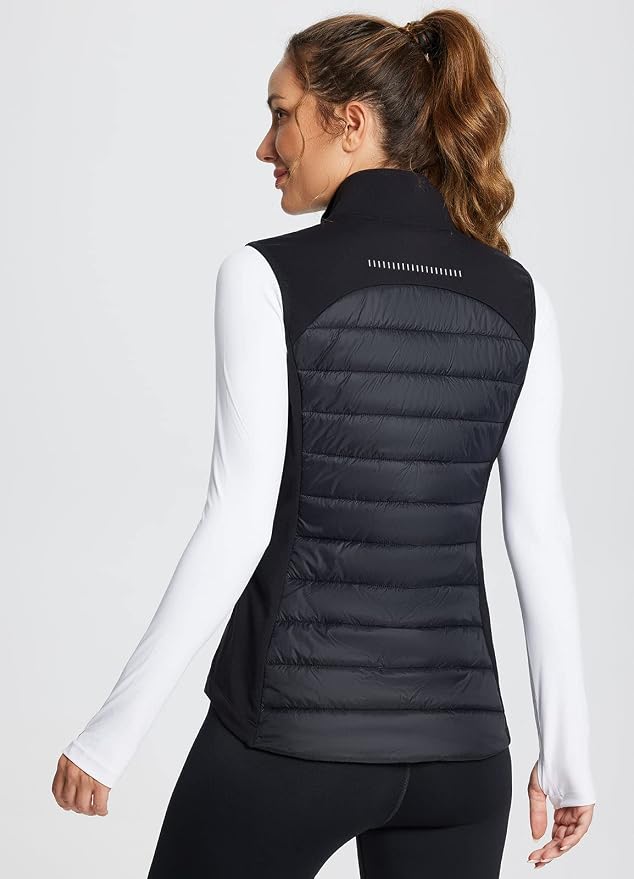 baleaf Womens Lightweight Warm Puffer Vest Winter Running Sleeveless Jacket | Zip Pockets & Soft Curve Design, Windproof, Water-Resistant and Noiseless Fabric, Suitable for Running, Hiking in 20°F-60°F