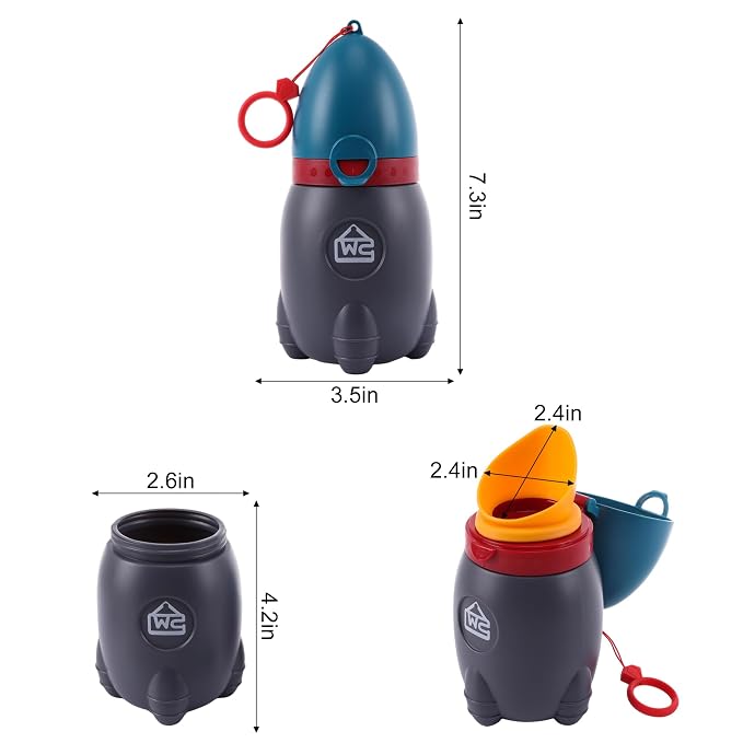 Portable Potty for Kids – Leak-Proof Rocket Travel Urinal for Boys & Girls, Lightweight Road Trip Essential for Car, Camping, Potty Training, Easy-Clean Reusable Pot(Deep Blue)