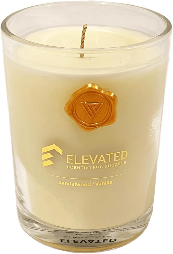 Elevated Scent[d] for Success Vanilla Sandalwood Candle | Long Lasting Candles for Aromatherapy | 9.1oz Large Candle Jar with Up to 70 Hours Burn Time