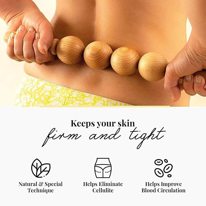 Tuuli Accessories - Ball Wooden Massage Roller, Multi-Functional Body Roller for Cellulite, Muscle Tension and Skin Health Support, Natural Massager for Women and Men
