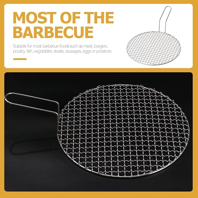 Kichvoe Grill Mesh with Handle 16.33 X 11.61 Inch Stainless Steel Korean Bbq Outdoor Cooking Grill Net for Meat Vegetables Fish Non-Stick Barbecue Rack