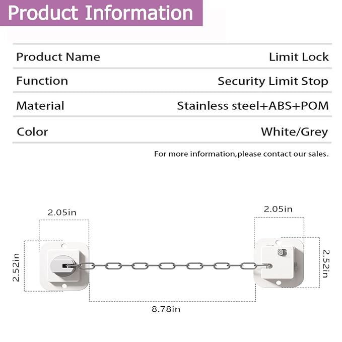 Child Proof Door Lock, Adjustable Latch, 4 Packs | 3M Adhesive, For Baby & Pets, No Tools Needed