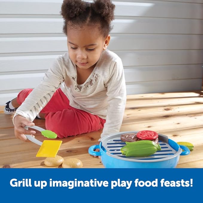 Learning Resources New Sprouts Grill It! Barbecue Set - Play Food for Kids, Kitchen Toys Accessories, Imaginative Play, Fine Motor Skills, Interactive Toddler Activities, Gifts for Boys and Girls
