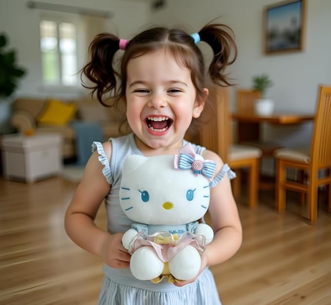 AlphaDesignLuxe Kitty Plush 10” Collectible Kitty Plushie Cute Stuffed Animal Toy Adorable Kawaii Doll (Girly)