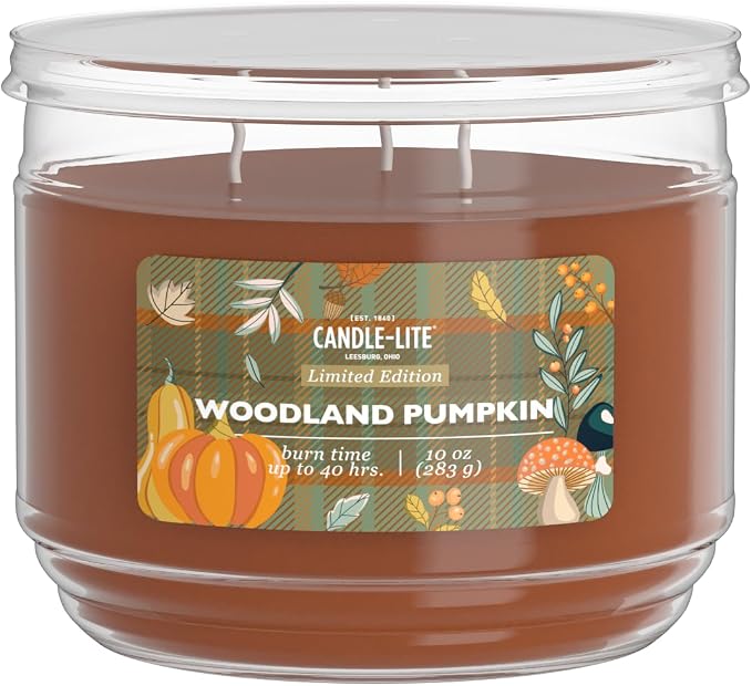 CANDLE-LITE Halloween Scented Candles, Juicy Orange Peel with Pumpkin, 10 oz Jar, 40 Hour Burn, Fall Scented Candle for Home Decor, 3-Wick, Proudly Poured in USA, Halloween Candle Decoration