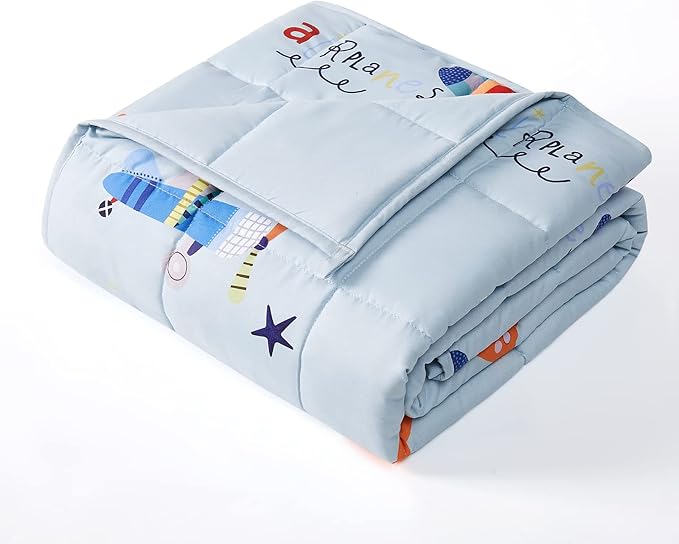 Weighted Blanket - 3 lbs Blue Airplane Heavy Blanket, 20"x30", Small Size Breathable Lap Blanket