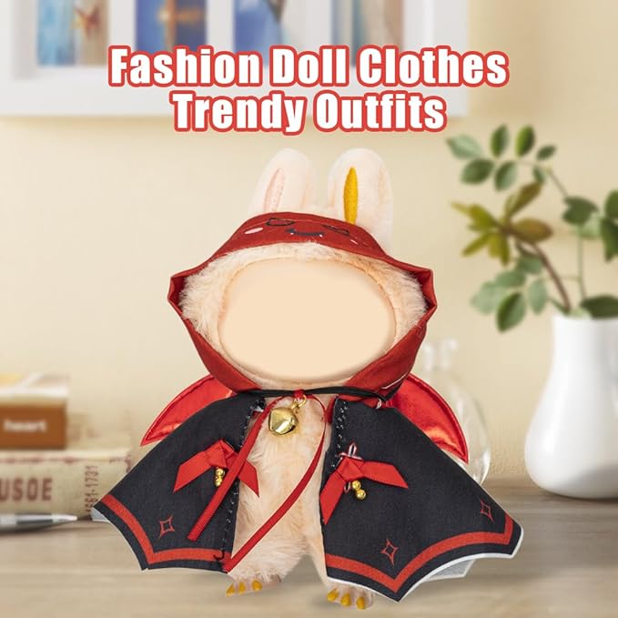Clothes for 17cm Dolls(NO Doll) Outfit with Accessories Suit Cute Stylish Dress Up Set Bat Halloween