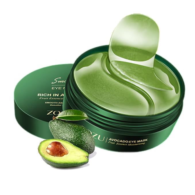 Zozu Avocado Eye Mask, Under Eye Patches for Puffy Eyes and Dark Circles, Nourishing and Hydrating Eye Cream, Naturally Derived Formula (60 PCS)