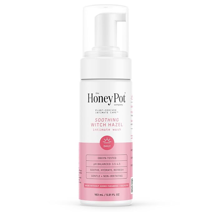The Honey Pot Company - Feminine Wash - Soothing Witch Hazel - Postpartum Essentials - Herbal Infused w/Witch Hazel, Ginger, and Rose - Pregnancy Safe - pH Balanced Feminine Care - 5.51 Fl Oz