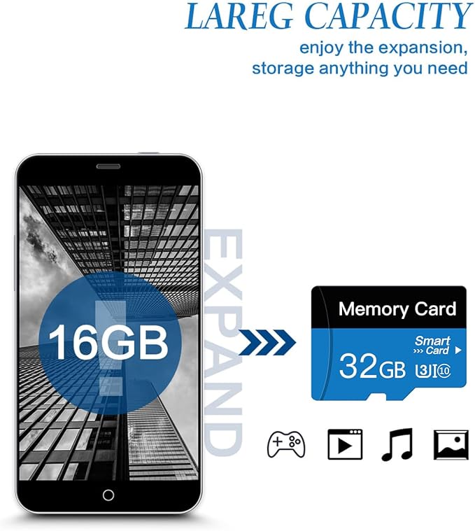 2 Pack 32 GB Micro Memory Card with Adapter, TF Memory Card Class 10, Mini Memory Card for Camera/Smartphone/Tablet/Drone (Blue 32GB*2)