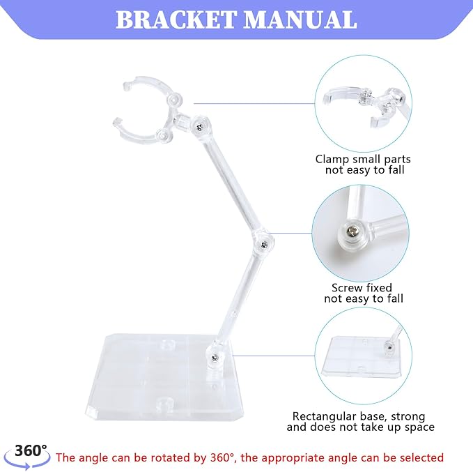 POMER Action Figure Stand,10 Pcs Transparent Assembly Action Holder Base Display Stand for 1/144 HG/RG Gundam Figure Model Toy