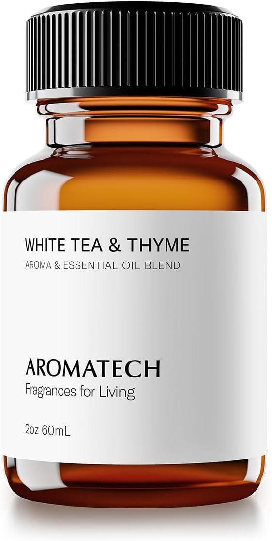 AromaTech White Tea & Thyme Premium Aroma Oil – Crisp & Delicate Home Fragrance with Notes of Tea Leaf, Fresh Thyme & Amber for Scent Diffusers, Cold-Air and UltraSonic Scent Machines – 60 mL