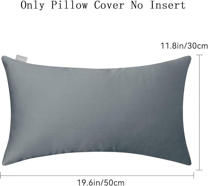 4-Pack 100% Cotton Lumbar Comfortable Solid Decorative Throw Pillow Case,Thmyo Rectangle Cushion Cover Pillowcase Sublimation Blank Pillow Covers DIY Throw Pillowcase(12x20inch/30x50cm, Dark Grey)
