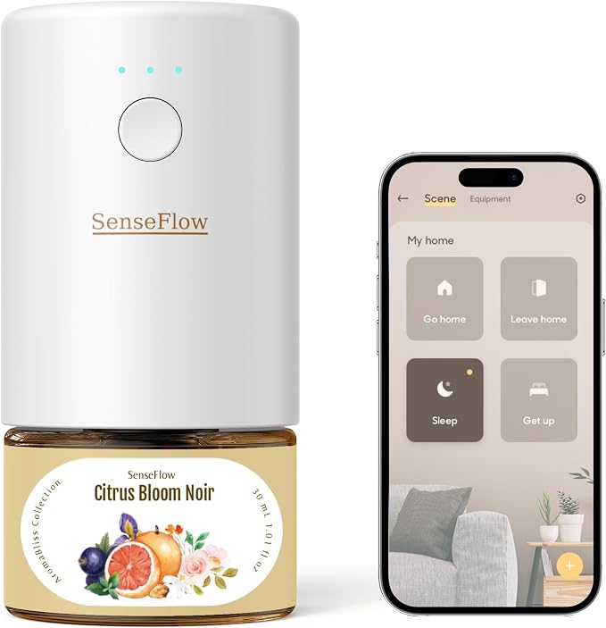 Essential Oil Refill 1.02oz/30ml - Free SF101 Waterless Aromatherapy Diffuser, Covers 1000 Sq Ft, 120-Day Natural Scent,Citrus Bloom Noir
