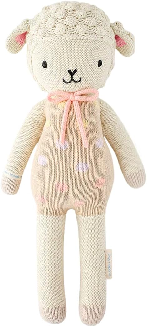 cuddle + kind Pastel Lucy The Lamb Regular 20" Hand-Knit Doll – 1 Doll = 10 Meals, Fair Trade, Heirloom Quality, Handcrafted in Peru, 100% Cotton Yarn
