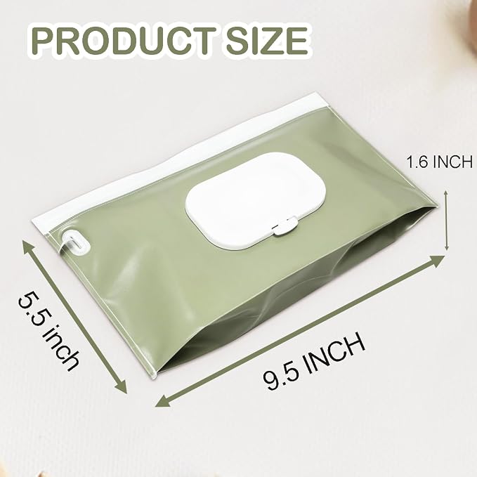 Baby Wipe Holder,Wipe Dispenser, 3-Pack Portable Refillable Wipe Container,Reusable Travel Baby Wipes Case, Waterproof and Dustproof, Wipe Holder for Diaper (Green)