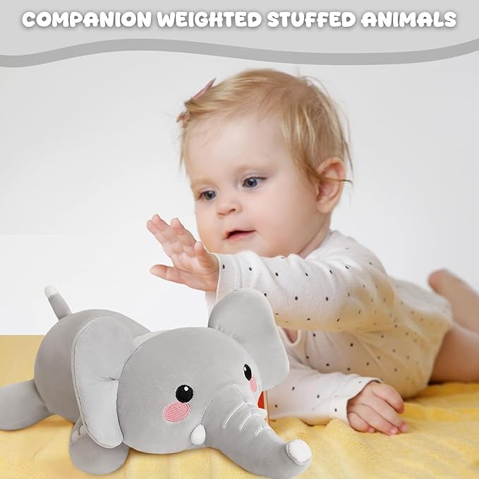 Weighted Stuffed Animals, Elephant Stuffed Animal with Weighted Beads, Cute Plush Toy Pillow Gifts for Adults Kids Boys Girls