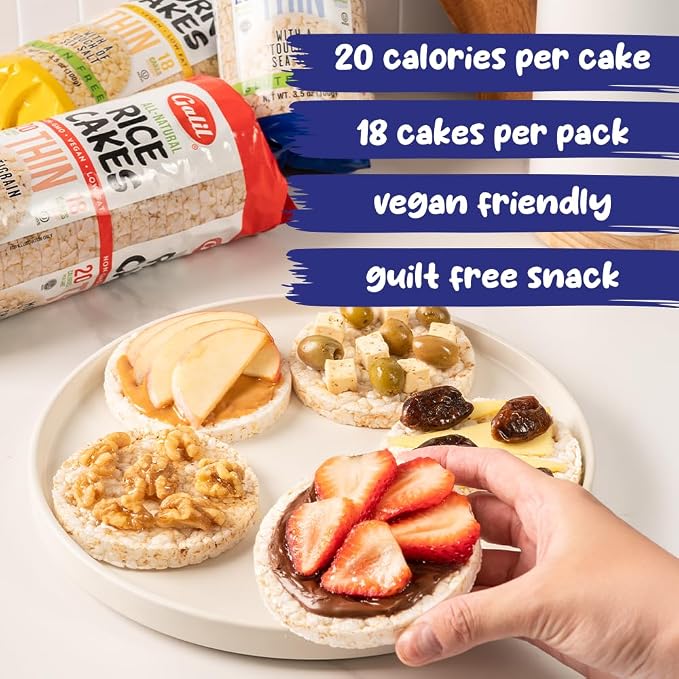 Galil Natural Rice Cakes Lightly Salted – All Natural, Gluten-Free, Vegan, Low-Fat, Non-GMO Snack – Crunchy, Delicious & Thin Rice Cake Snacks – Kosher & Wheat-Free – 3.5 oz